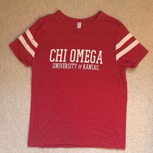 Chi Omega Striped Sleeves Shirt